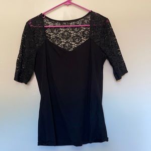 Torrid Lace 3/4 sleeve Top Large, black